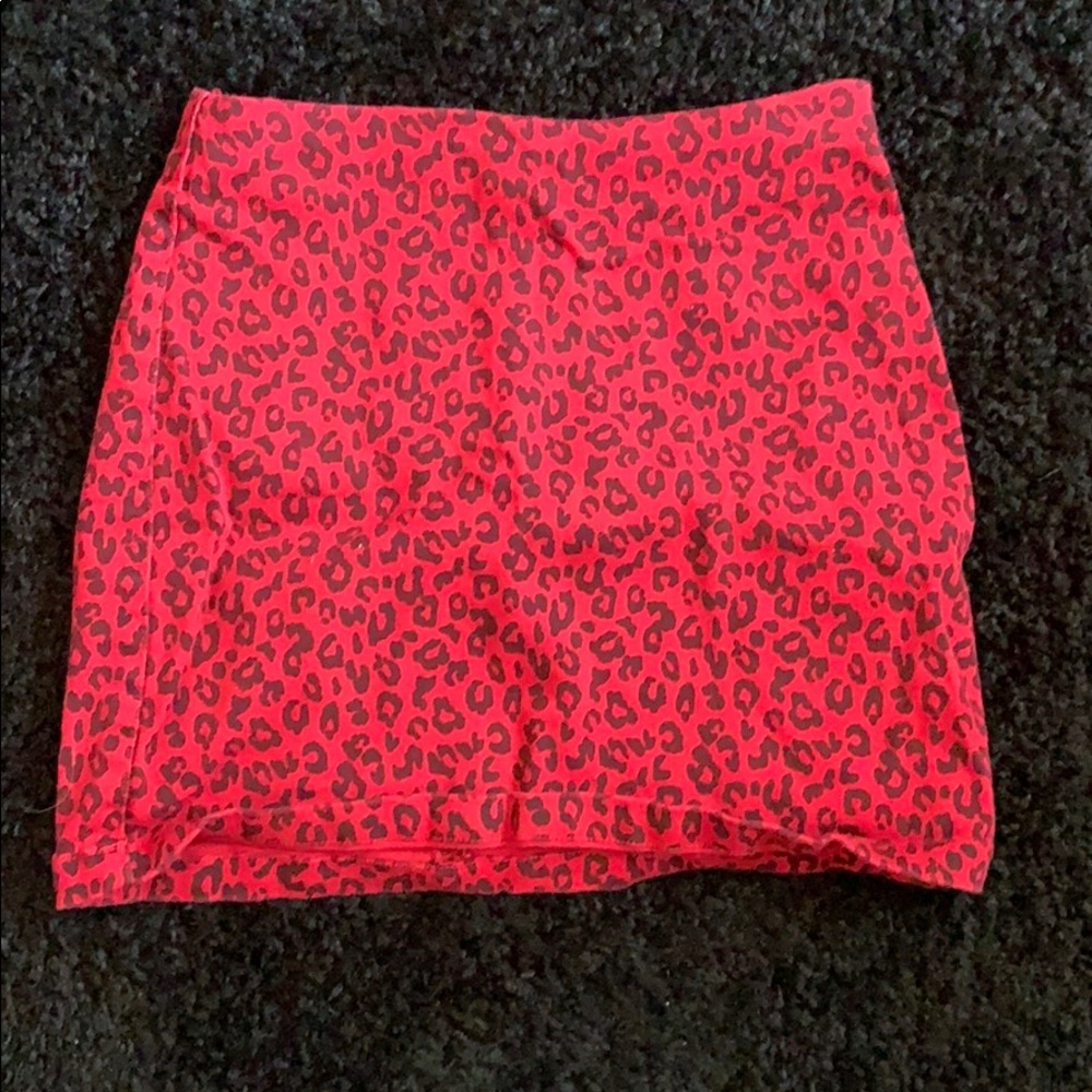 Red cheetah print skirt